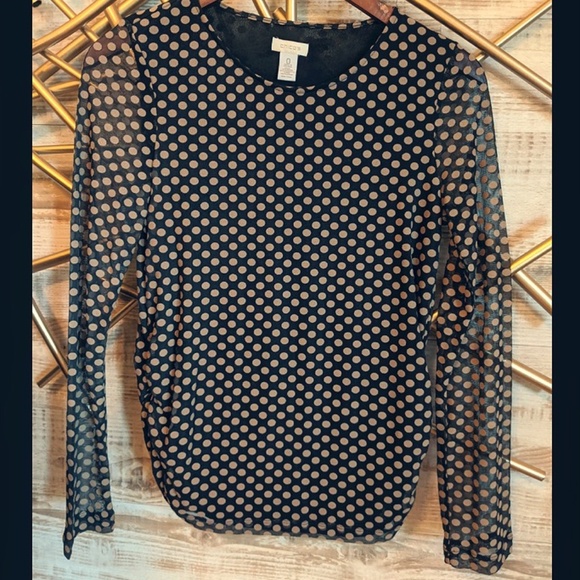 Tops | Chicos Black And Gold Chiffon 